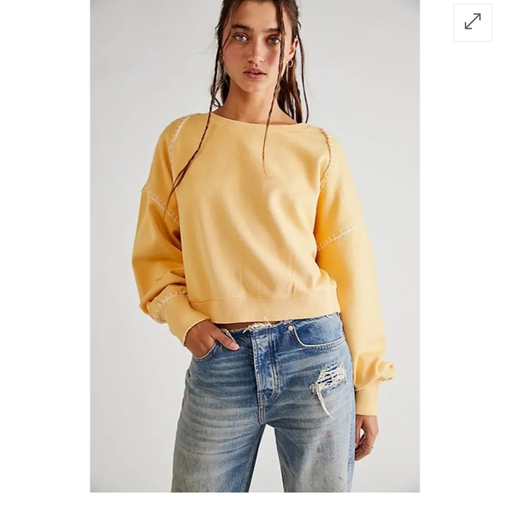 We The Free  Mimi Pullover Sweater Peach Sunrise
